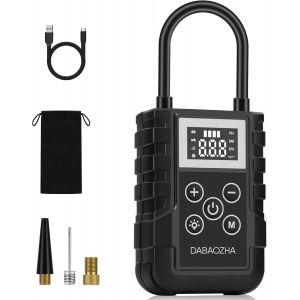 Compresseur à Air Portatif - 150PSI Gonfleur Pneus Voiture Sans Fil, Pompe a Velo Electrique, Mini Compresseur Air avec Lampe LED et Type-C Charge pour Vélo/Moto/Scooter/Balle - Neuf