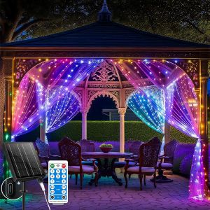 Jgd-Guirlande Lumineuse Solaire, Guirlande Lumineuse 3x3m 300led - Ip65 Guirlande Lumineuse &Eacute;tanche Pour L'int&eacute;rieur Et L'ext&eacute;rieur, 8 Modes Avec T&eacute;l&eacute;commande, Pour Les F&ecirc;tes De No&euml;l (Multicolore Sol - Neuf