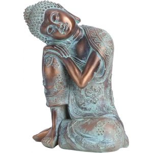 Mevronisshop-Statue Bouddha Couch&eacute; 23cm, D&eacute;coration Zen En R&eacute;sine Antique, Statue M&eacute;ditation Pour Maison Et Jardin, D&eacute;coration Asiatique Et Bouddhiste, Ambiance Paisible Et Spirituelle - Neuf