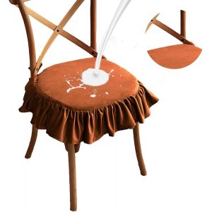 Orange De Velours Coussin De Chaise Avec Bretelles A Volants - Neuf