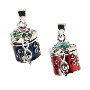 2 Pièces Belle Fleur Émail Crémation Souvenir Urne Pendentif Sapin Collier Porte-Clés Boîte Mini Cercueil - Neuf