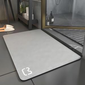 KAL-Tapis De Bain Antidérapant Absorbant Tapis Salle De Bain Diatomite Microfibre Tapis De Bain Doux Séchage Rapide 40×60Cm Gris - Neuf
