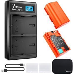 Vemico Lp-E6 Batterie 2 Paquets 2100Mah Et Chargeur Lcd Pour Lp-E6 Lp-E6N Eos 5D Mark Ii, 5D Mark Iii, 5D Mark Iv, 5Ds R, 6D, 6D Mark Ii, 7D,7D Mark Ii, 60D, 70D, 80D, 90D, R, R5, [CLI1631] - Neuf