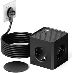 Multiprise Plate PD20W, Multiprise Cubique avec USB-C, Cube Multiprise 3 Prises avec Aimant, Prise Murale 6 en 1 avec Rallonge de 2M pour Bureau et Maison, Noir - Neuf