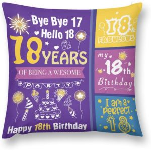 Ershi-Housses De Coussin Pour Femme - Cadeau D'anniversaire De 18 Ans - 45 X 45 Cm - Double Face - Idée Cadeau D'anniversaire Pour[3585] - Neuf