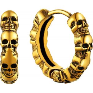 Boucle D'oreille Tete De Mort Clou D Oreille Crâne Homme Punk Garçon Femme Pendentif Fantôme Acier Créole Fille[Argent/Doré/Noir-Celtique] Bijoux Cadeau Halloween Mariage Noël - Neuf