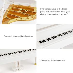 Bo&icirc;te &agrave; musique Blanc Grand piano Bo&icirc;te &agrave; musique D&eacute;coration Classy Clockwork Bo&icirc;te &agrave; musique Cadeau pour No&euml;l - Neuf