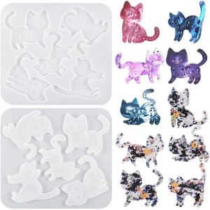Moule En Résine Époxy Pour Chat En Forme De Chat, Verre, Silicone Pour Travaux Manuels, Pendentif, Collier, Boucles D'oreilles - Neuf