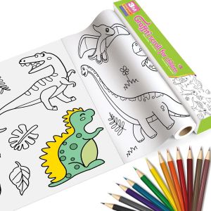 KALANKA-Rouleau de Coloriage Enfant 30 * 300cm, Papier Dessin DIY pour Tout Petit, Jouets de Peinture Éducatifs (Dinosaure) - Neuf