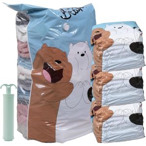 KALANKA-Lot de 4 sacs sous vide pour vêtements, 60 x 80 x 30 cm, sacs sous vide pour couettes, couvertures, literie, peu encombrants pour 80 % d'espace de rangement en plus, humidité, anti-insectes - Neuf