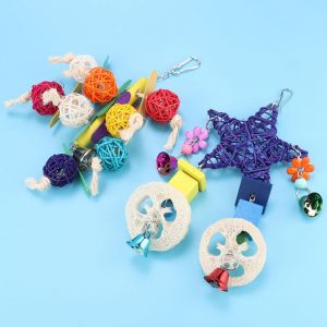 Hjlian Lot De 2 Balancoires A Suspendre En Bois, Metal Et Plastique Pour Oiseaux, Jouets Pour Perroquets, A Macher Ou A Mordre - Neuf