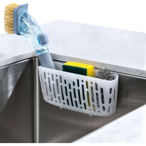 Tianyi-Porte Éponge Cuisine, Organisateur De Vaisselle, 3x Ventouses Fortes Ou Plan De Travail Blanc Translucide - Neuf