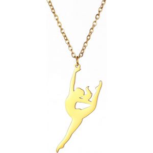 Kal-Collier À Breloques De Gymnastique Pour Femme En Acier Inoxydable Élégant Avec Pendentif En Forme De Gymnaste - Neuf