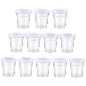 Lot de 12 pots de peinture anti-fuite avec couvercle blanc, reutilisables et anti-fuite, pour enfants, ecole et salle de classe - Neuf