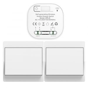 EU interrupteur sans fil sans piles kit interrupteur sans fil autoalimente va et vient sans fil sans pile radio interrupteur a distance eclairage domestique wireless switch (EU 1Gang 2V1 a) - Neuf