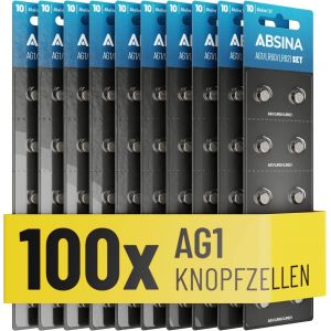 100x Pile AG1 LR621-1,5V Alcaline étanche avec Longue durée-LR60/SR60/1175S0/164/602/364/V30/SR621-Pile Bouton AG1,Piles AG1,Pile LR621 pour Montre,Pile SR621SW - Neuf