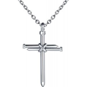 Tianyi-Collier Pendentif Croix En Acier Inoxydable Pour Hommes Cr&eacute;atif Punk Pendentif Clou-Croix Bijoux Fantaisie Adolescents D&eacute;coration - Neuf