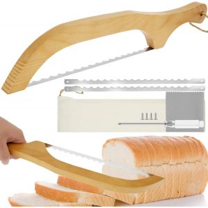 Letnerny-Trancheuse &Agrave; Pain En Forme D'arc &iquest; Coupe-Bagel Dentel&eacute; Pour Droitier Ou Gaucher &iquest; Outil De Coupe En Acier Inoxydable Avec 2 Lames De Rechange Et 4 Vis &iquest; Trancheuse De Levain Portable Pour Pa - Neuf