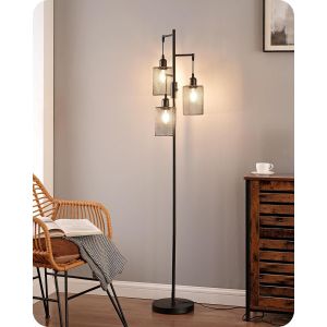 Lampadaire Dimmable, Lampe Sur Pied 3 Lumi&egrave;res En M&eacute;tal, Luminosit&eacute; R&eacute;glables En Continu, Led Ampoules Incluses, Lampadaire Industriel Pour Chambre, Salon, Bureau, 166 Cm - Neuf