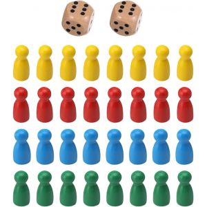 Ensemble De Jeu De Soci&eacute;t&eacute; En Bois 32 C&ocirc;nes Color&eacute;s Et 2 D&eacute;s Pour R&eacute;unions Familiales[Z467] - Neuf