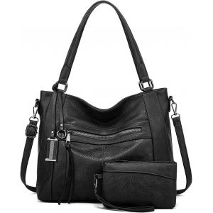 TZF-Sac Grand Cuir PU Hobo Cabas Femme Bandouli&egrave;re Fourre Tout Messenger et Portefeuille Ensemble pour Travail Shopping Party Voyage - Neuf