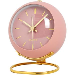 Kal-Réveil Analogique Sans Tic-Tac Avec Lumière - Réveil Rétro Puissant - Table De Chevet Pour Dormeurs Lourds - Batterie De Voyage - Petite Horloge De Bureau Pour Chambre D'enfant - Aiguilles - Neuf