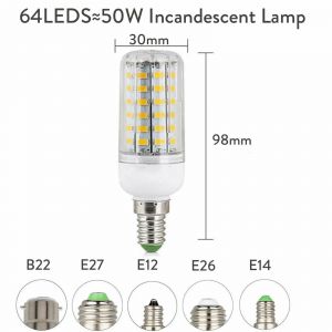 Kalsa-Ampoules Led Épis De Maïs E27 E14 B22, Bouchon À Baïonnette À Vis Ses 7w 12w 30w 45w Ultra Lumineux 165led, Remplacement De Lampes Halogènes 150w,20w 64leds,Cold White - Neuf