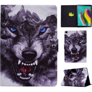 KAL-Coque Pour Samsung Galaxy Tab S5E 10.5 Pouces 2019 (Sm-T720/ Sm-T725), Fente Pour Carte Housse Avec R&eacute;veil/Veille Auto &Eacute;tui Pour Galaxy Tab S5E 10.5"" 2019 - Chien De Loup - Neuf