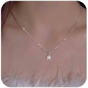 Kgabery-Collier Pendentif Étoile En Cristal Boho Collier Ras De Cou Étoile Argent Collier Étoile Vintage Collier Collier Étoile Strass Bijoux Pour Femmes (Étoile Simple) - Neuf