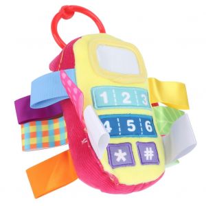Jouet en peluche pour bebe, telephone portable, landau, lit, jouet educatif precoce (jaune) - Neuf