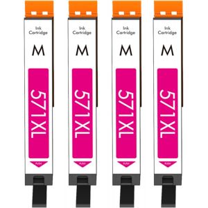 CLI-571XL Magenta Cartouche d'encre Compatible avec Canon CLI-571 XL M Multipack (4-Pack), pour Pixma MG5750 TS5050 MG5751 TS5055 MG5753 MG6850 MG6851 TS5051 TS5053 TS6050 MG7750 - Neuf