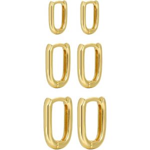 Kalhx-Boucles D'oreilles Creoles Femme,3 Paires Creoles Or Femme Creoles,Plaqué Or Hypoallergénique Boucles D'oreilles Femme Or,Plaqué Or Géométrique,Bijoux Tendance,Cadeaux Pour Elle,1,5-2,4 Mm,Doré - Neuf