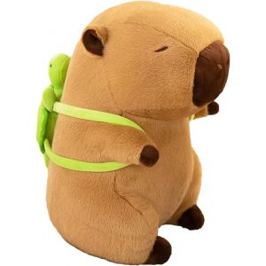 25cm Capybara PelucheCapybara Plush ToyPeluche Capybara de SimulationPeluche Capibara avec Sac à Dos TortueIdeal Gift pour Garçons Filles - Neuf