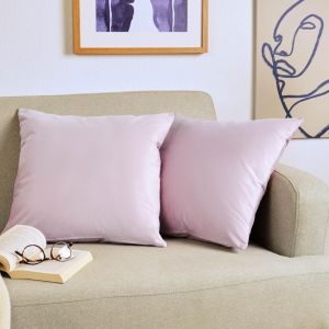 Trahoo-Housse De Coussin Canape - Lot De 2 - Housse Coussin 50x50 - Housses De Coussins D&eacute;coratifs Velours - Housse De Coussin 50x50 - Housses De Coussins Canap&eacute; Certifi&eacute;es Oeko-Tex - En Vieux Rose - Neuf