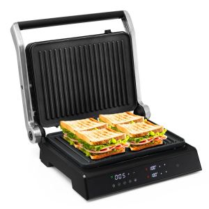 Grill multifonction &eacute;lectrique 35 x 30 x 14 cm 5 modes automatiques assise ergonomique design contemporain en aluminium noir Helloshop26 20_0020915 - Neuf