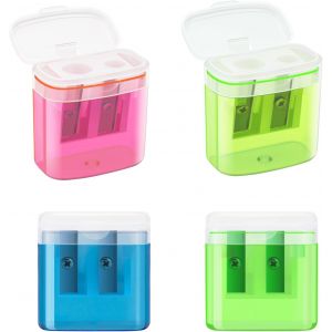 Mevronisshop-4 Pi&egrave;ces 4 Couleurs Taille-Crayon Avec Reservoir, Taille Crayons Pour Crayons &Eacute;pais Et Fins, 2 Trou Manuel Taille Crayon Color&eacute; Pour Enfants, L'&eacute;cole, Le Bureau - Neuf