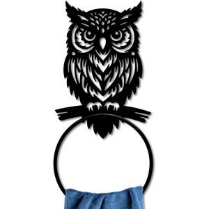 Eryi-Anneau Porte Serviette En Métal De Hibou Porte Serviette De Nuit Antique Porte Serviettes Rond En D'animaux D'oiseaux Fixation Pour Cuisine Salle De Bain Buanderie Décoration Cadeaux - Neuf