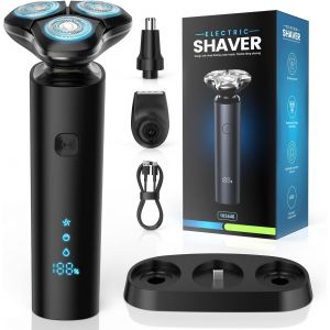 Rasoirs Électriques Homme, 2025 Amélioré Tondeuse Barbe Homme, Rasoir Humide/Sec Étanche, Rechargeable Rasoir Electriques Hommes Avec Ecran Lcd, Usb-C Charge Rapide (3d) - Neuf