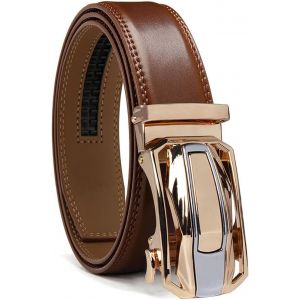 Tzf-Ceinture Pour Homme, Ceinture À Cliquet Automatique Non Perforée En Cuir Largeur 35 Mm, Taille Ajustable - Neuf