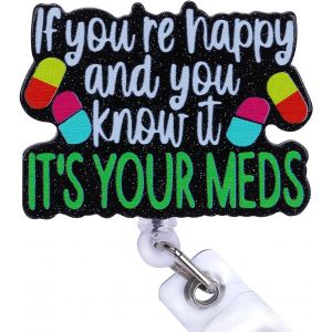 Porte-Badge R&eacute;tractable, Mignon et Dr&ocirc;le pour Carte d'Identit&eacute; d'Infirmi&egrave;re, Badge d'Identification M&eacute;dicale avec Visage Souriant pour Femmes M&eacute;decins Infirmi&egrave;res - Neuf