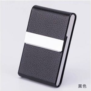 Boîte à cartes postales pour hommes,étui porte-cartes multifonction d'affaires,porte-cartes en cuir PU,porte-poche en métal avec étui portefeuille à cigarettes fermé magnétique--Black - Neuf