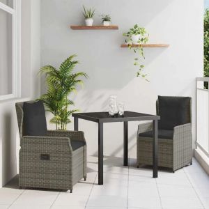 Vidaxl Ensemble De Salle &Agrave; Manger Pour Jardin 3 Pcs Gris Polyrotin - Neuf