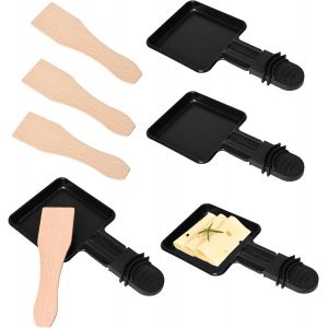 KALANKA-Lot de 4 poêlons à raclette, design pour raclette, poêlons de barbecue antiadhésifs, carrés, mini poêlons à raclette pour le barbecue électrique universel - Neuf