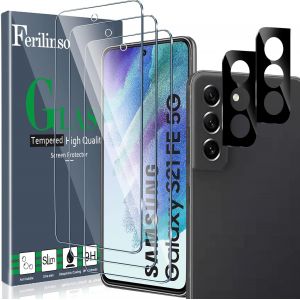 Pps-Verre Trempé Pour Samsung Galaxy S21 Fe 5g, 3 Pièces Hd Film Vitre Protection Écran Avec 2 Pièces Caméra Arrière Protecteur, Coque Amical, Dureté 9h, Sans Bulles - Neuf