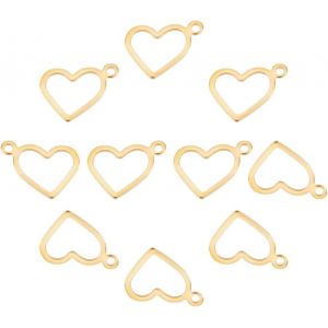 Kal-Breloque Coeur Creux Hypoallerg&eacute;nique Breloques Dor&eacute;es En Acier Inoxydable Pendentifs Ensemble Breloque 1mm Petit Trou Pour La Fabrication De Bijoux - Neuf
