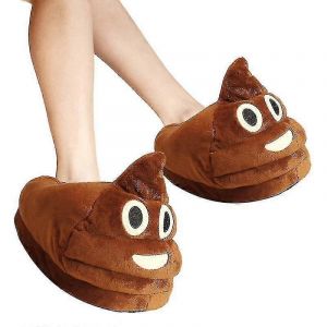 Dr&ocirc;le De Pantoufles De Caca Expressions Mignonnes Mousse &Agrave; M&eacute;moire De Forme Chaude Chaussures De Maison En Peluche Doux Et Confortable Antid&eacute;rapant Pantoufles D'hiver - Neuf