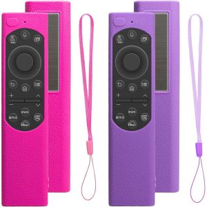 Coque Pour Télécommande Samsung 2021 2022 Bn59-01357 Bn59-01385 Bn59-01265A Smart Tv - Coque De Protection En Silicone Antidérapante Et Antichoc Pour Télécommande Samsung (Violet + Rose) - Neuf