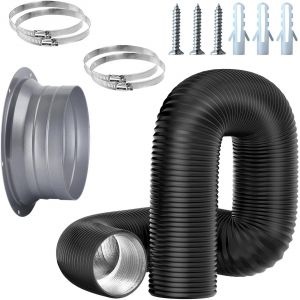 Kit de Raccords à Bride pour Tuyau de Ventilateur,Solide et Durable,Gaine pour Hotte 150 mm,Utilisé pour l'interface Range Hood Air Duct,avec Tuyau de Hotte,Boucle,Vis,Bouchon en Caoutchouc (1) - Neuf