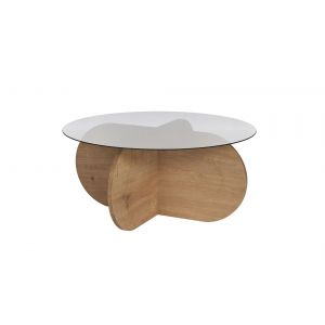 Table basse en bois "Aeris" - 75 x 75 x 35 cm - Ch&ecirc;ne SaphirFum&eacute;es - Neuf