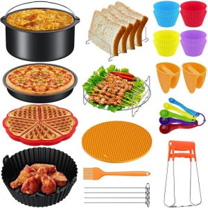 Accessoires Pour Friteuse &Agrave; Air 17 Pi&egrave;ces Xxl - Compatible Avec Friteuses Jusqu'&Agrave; 1,8 Pouces - Inclut Panier &Agrave; G&acirc;teaux, Plaque &Agrave; Pizza,Grille Double,Pinces Et Plus Id&eacute;al Pour Cuisine,Camping - Neuf